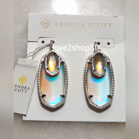 Kendra Scott Emmy Double Dichroic Silver Earrings NWT Gorgeous + Exquisite - Picture 2 of 4